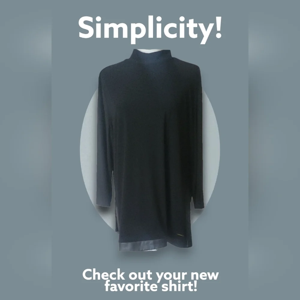 Anne Klein Black Tunic Top - Picture 9 of 10